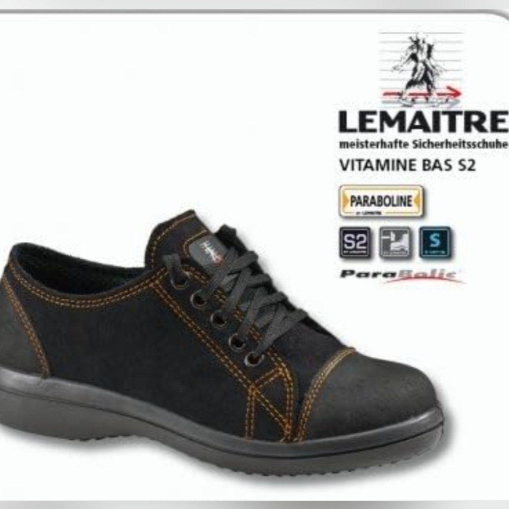 LeMaitre Paraboline Protective Footwear Suede Women's Black Safety Shoes ISO